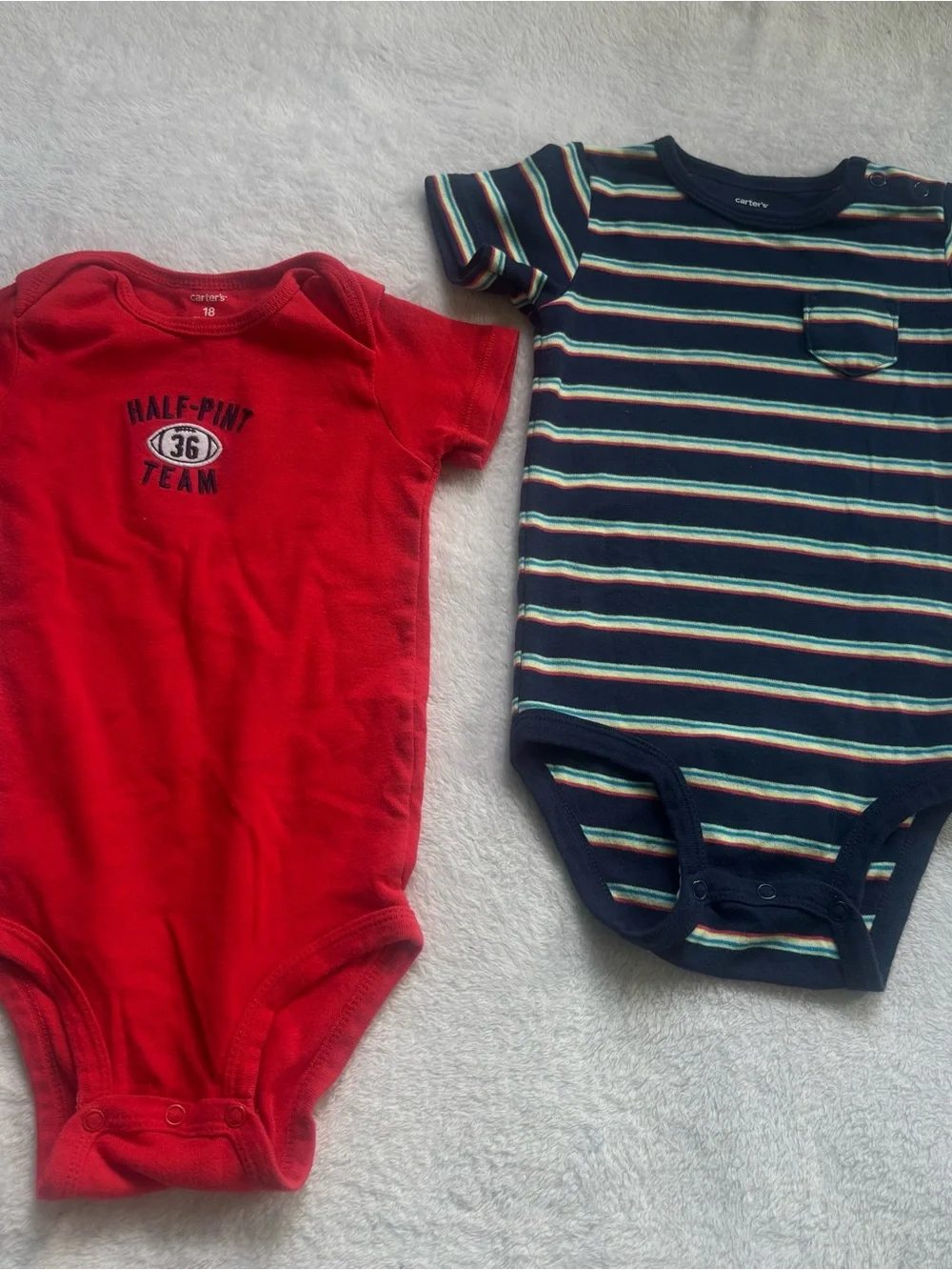 Carter's Baby Boy 18 Months bodysuit Lot of 6 Holidays, Striped, Jack-O'-Lantern